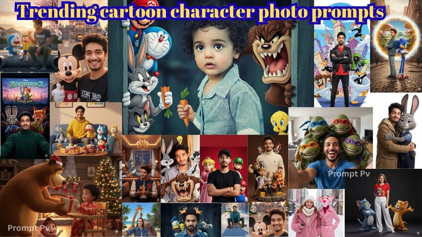 Trending cartoon character photo prompts